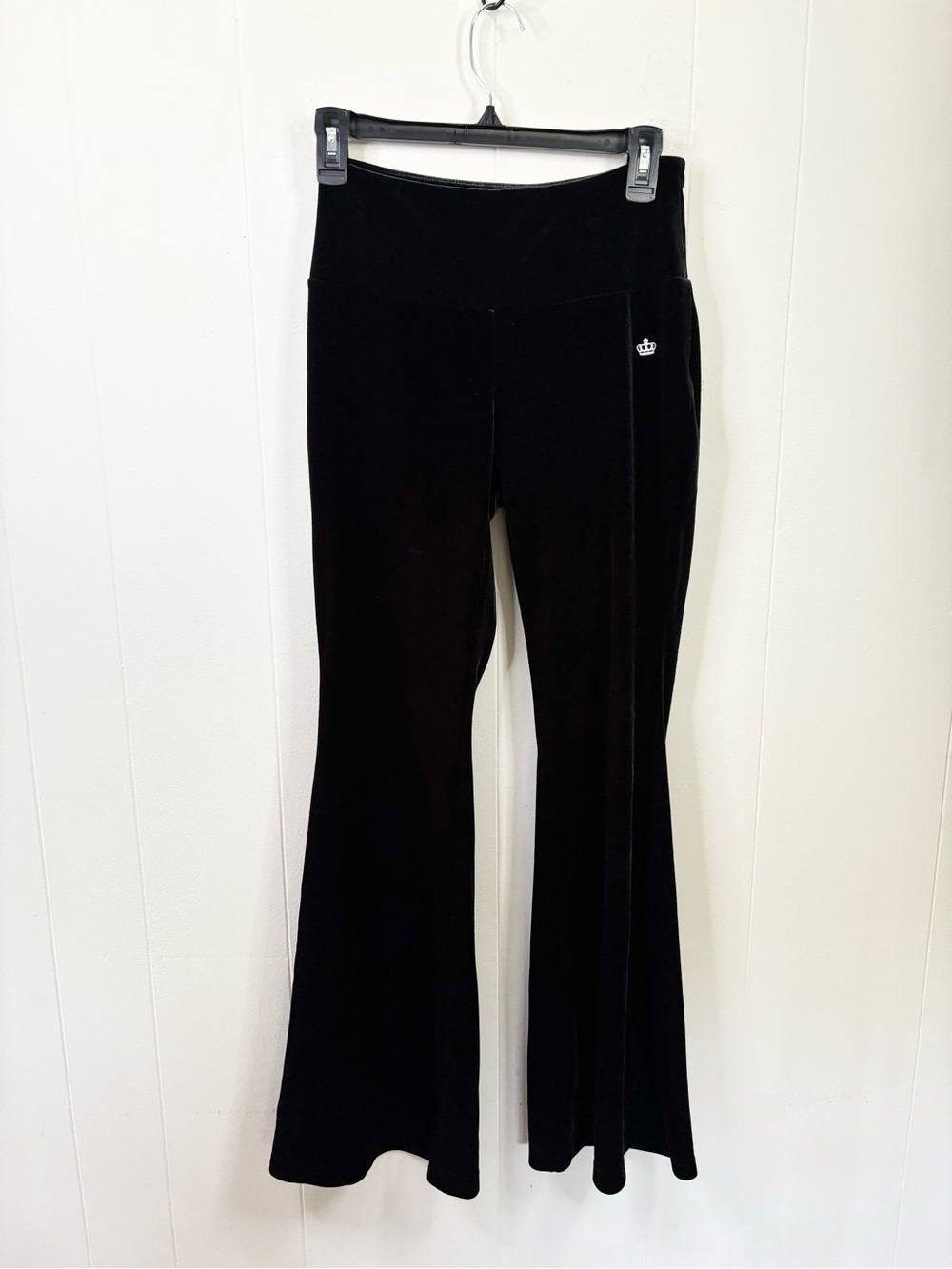 Juicy Couture dark green velour pull on flare bell bottoms Y2K style pants SM